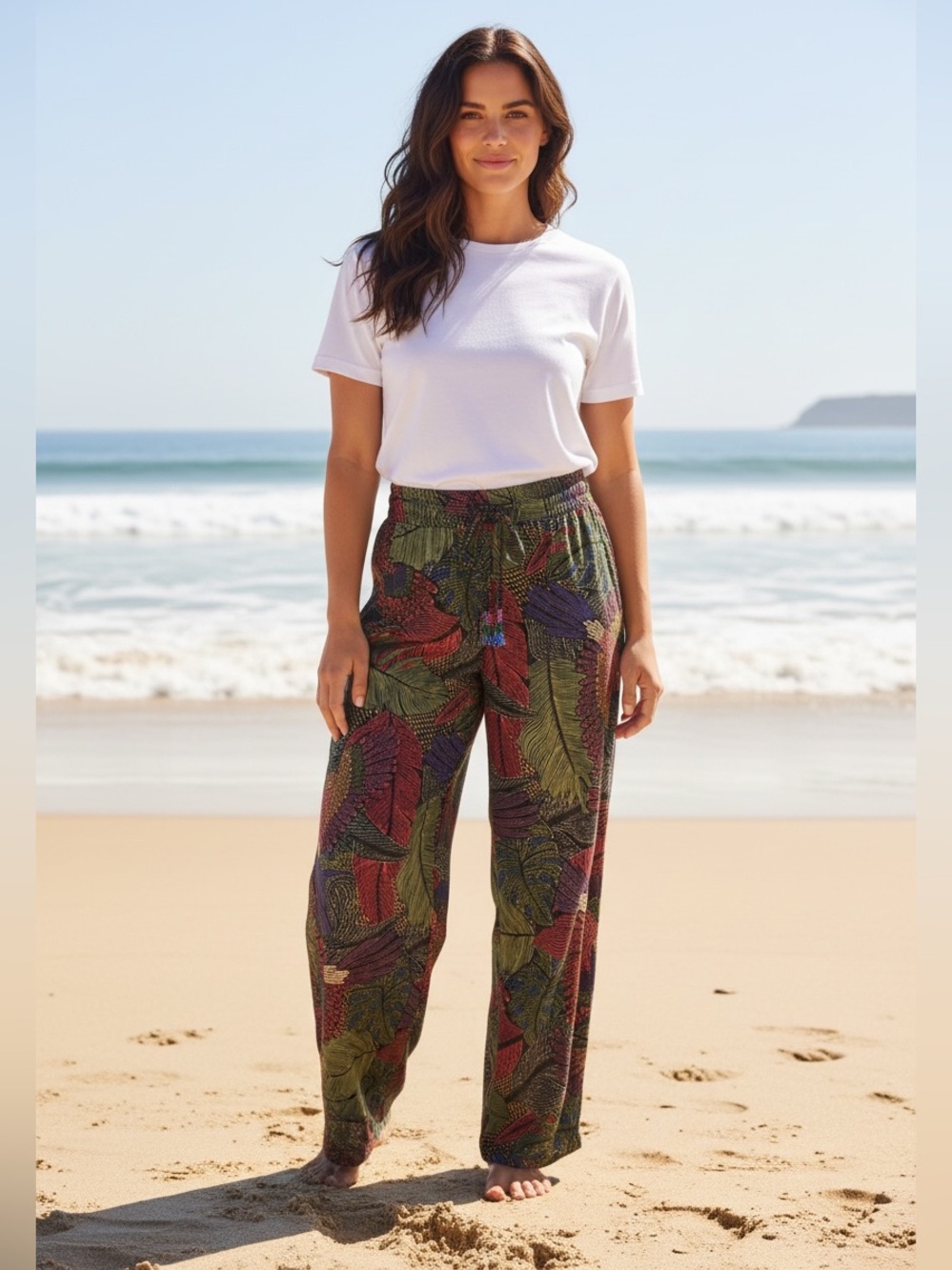 Rachel Zoe Elastic Waist Wide Leg Floral Print Lightweight Pant SZ XS Multicolor